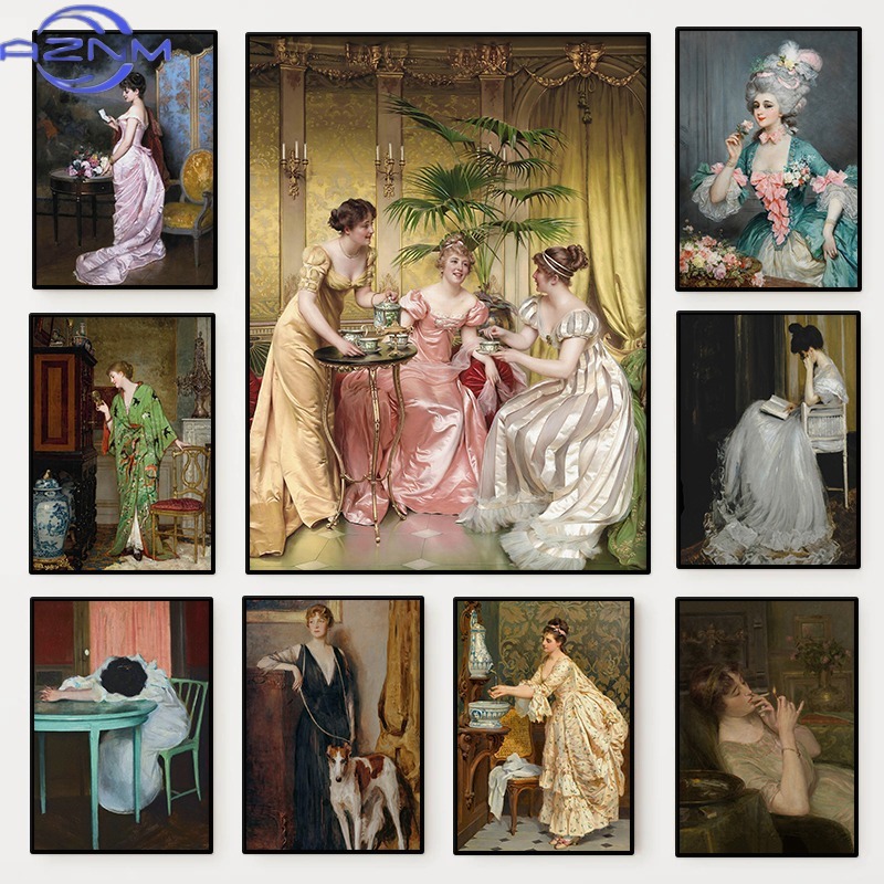Vintage Fashion Art - Постер с портретом женщины эпохи Возрождения,