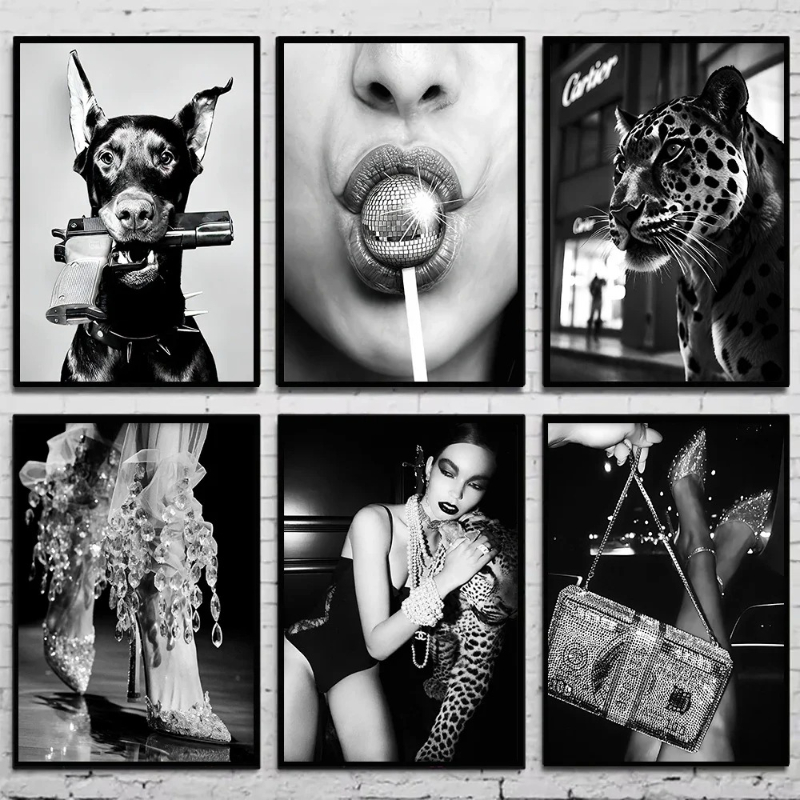 Vintage Fashion Art - Черно-белый модный винтажный постер с фотографией,
