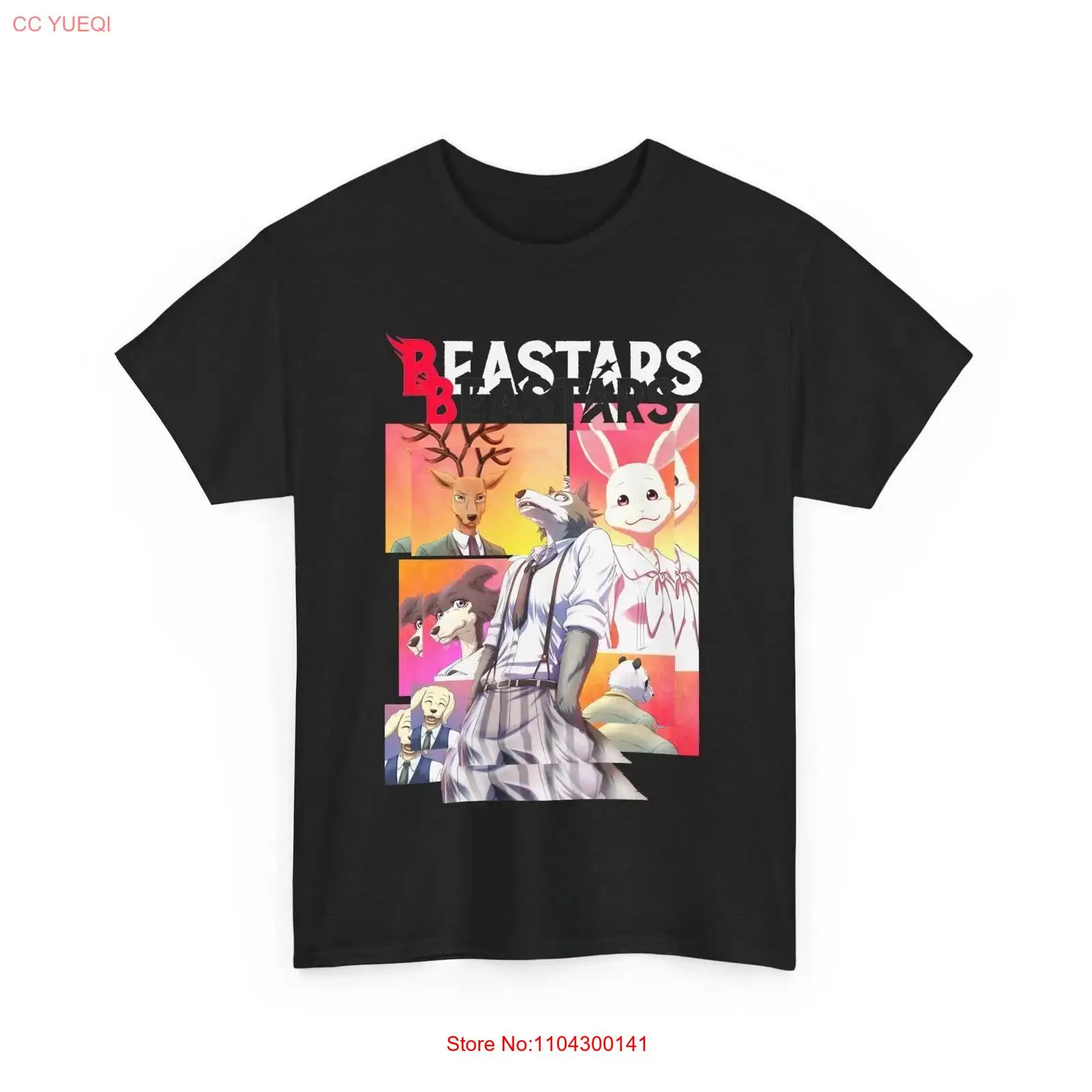 Vintage Fashion Knitwear - Футболка Anime Beastars Legoshi черная, винтажная,