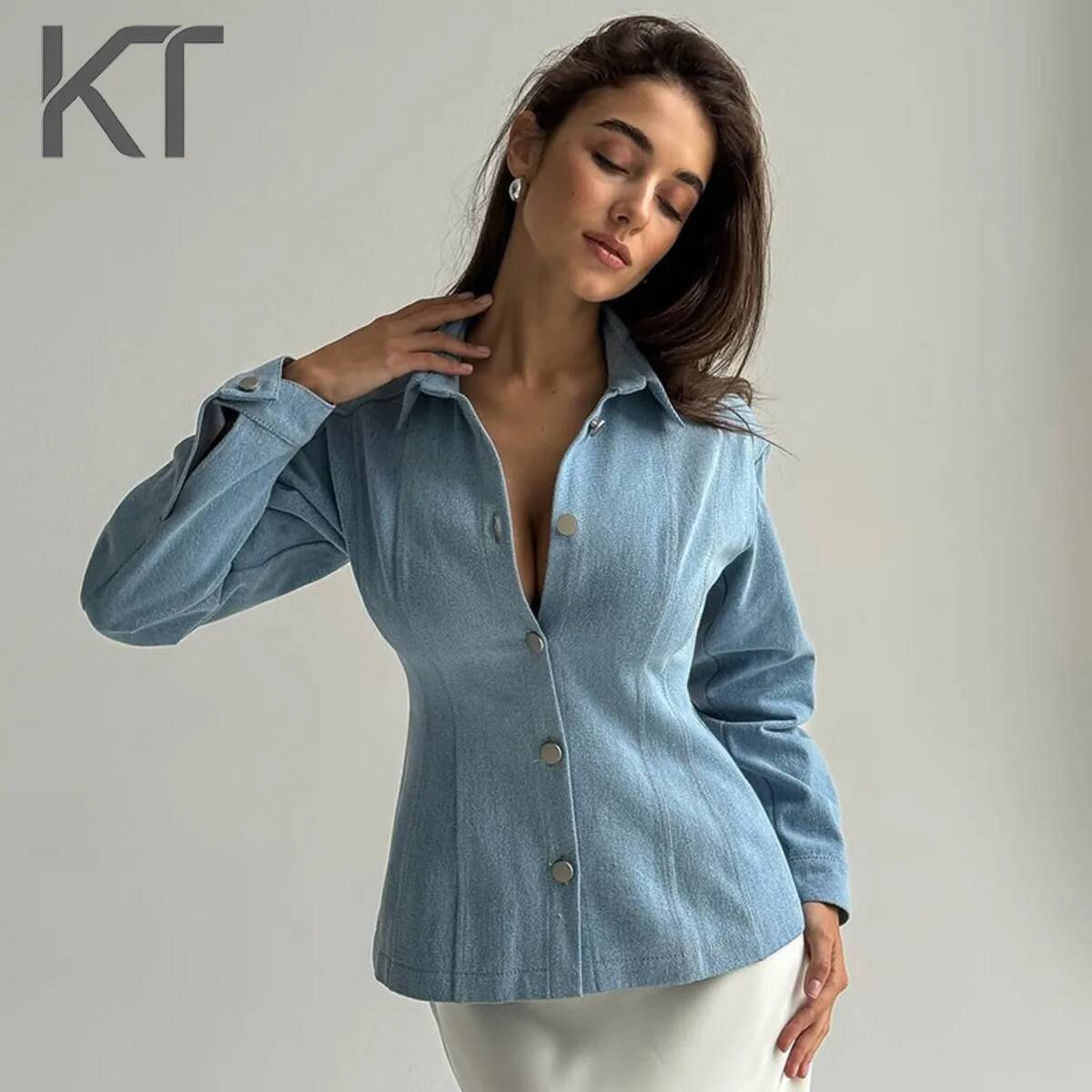 Usa Vintage Fashion - Винтажная джинсовая рубашка KT с эффектом